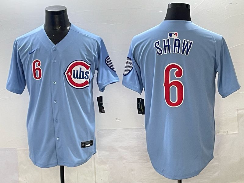 Men Chicago Cubs #6 Shaw Light blue Throwback Nike MLB 2025 jersey 05->chicago cubs->MLB Jersey